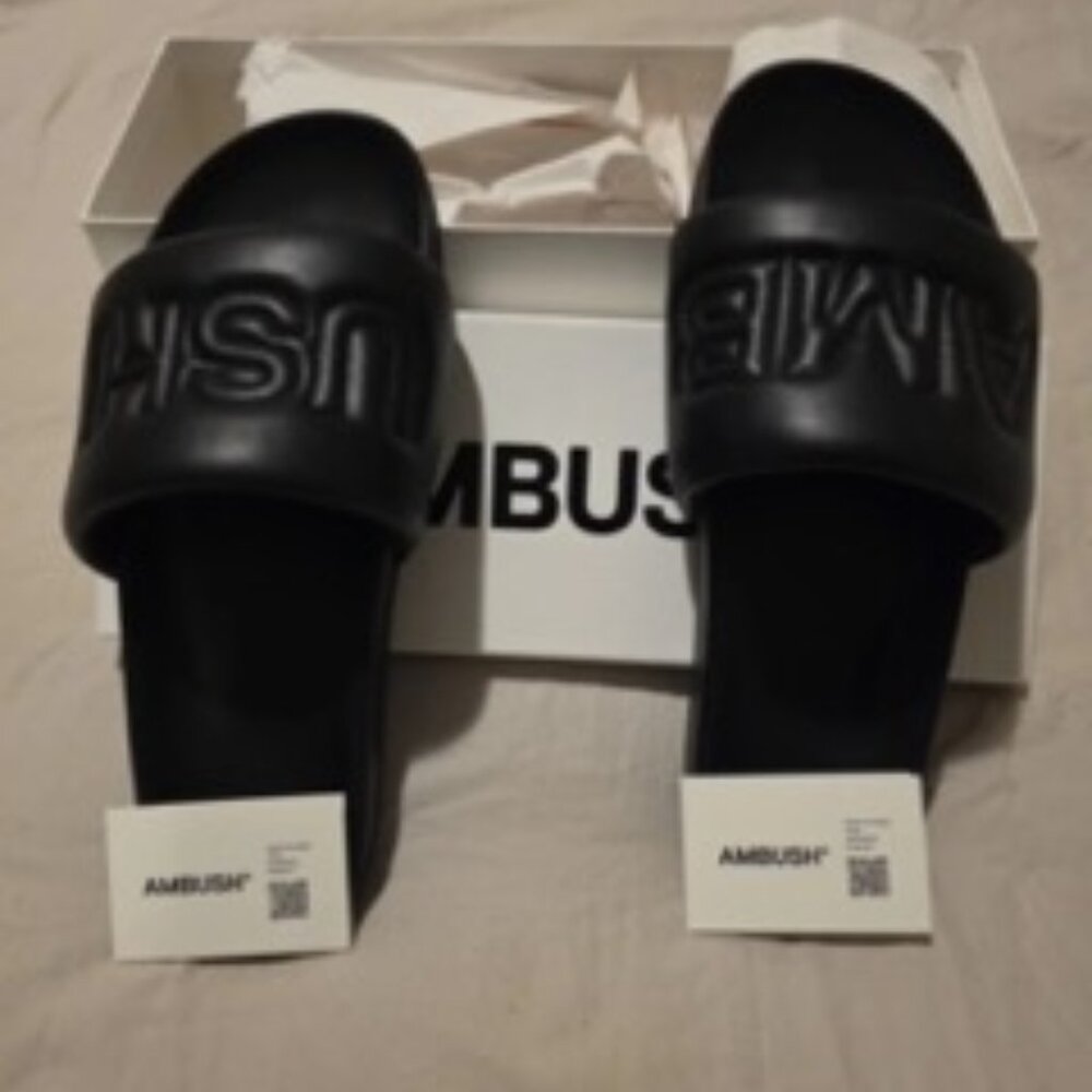 Authentic Brand New AMBUSH Black Quilted Logo Sandals